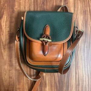 Dooney & Bourke Green and Tan Leather Crossbody Bag